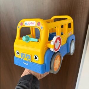 Ms. Rachel musical Yellow and Blue Play Bus Toy with Stop Sign - no figures.
